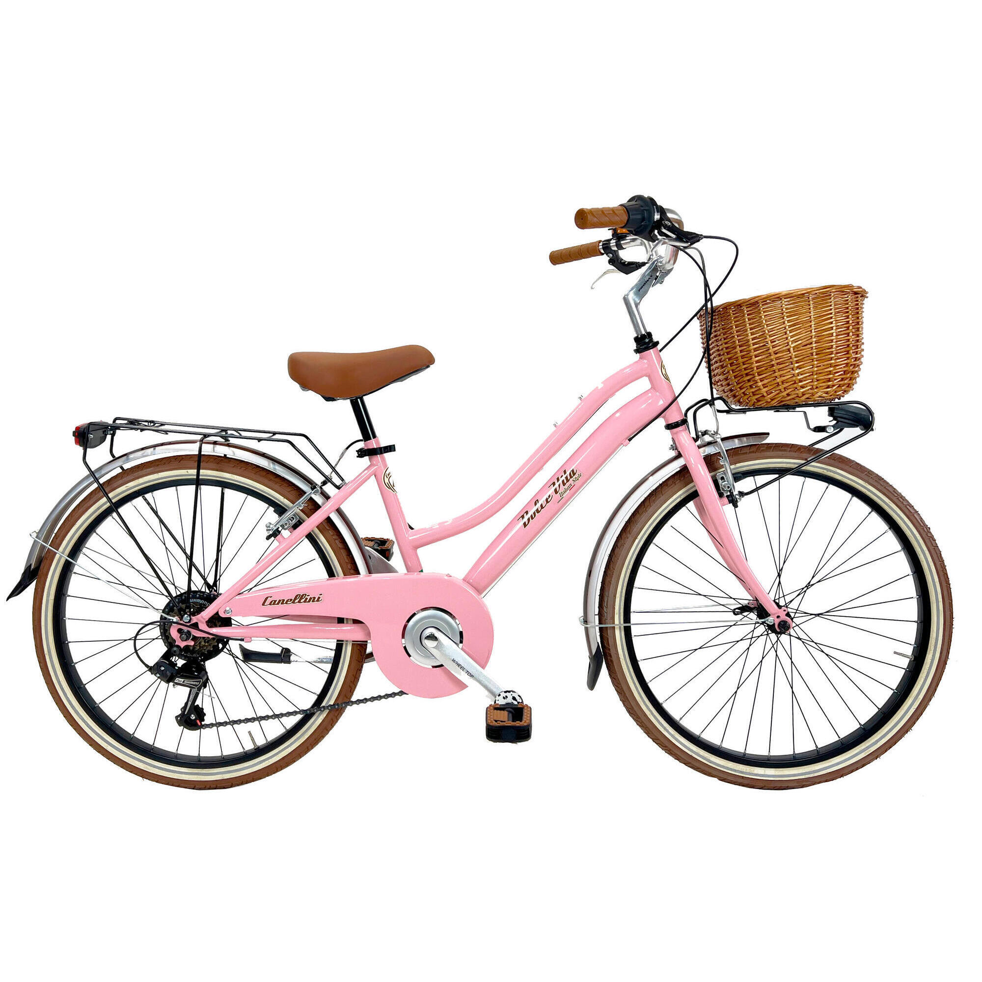 Rower Dziecięcy Dolce Vita by Canellini JUNIOR 24"  z koszykiem - Różowy
