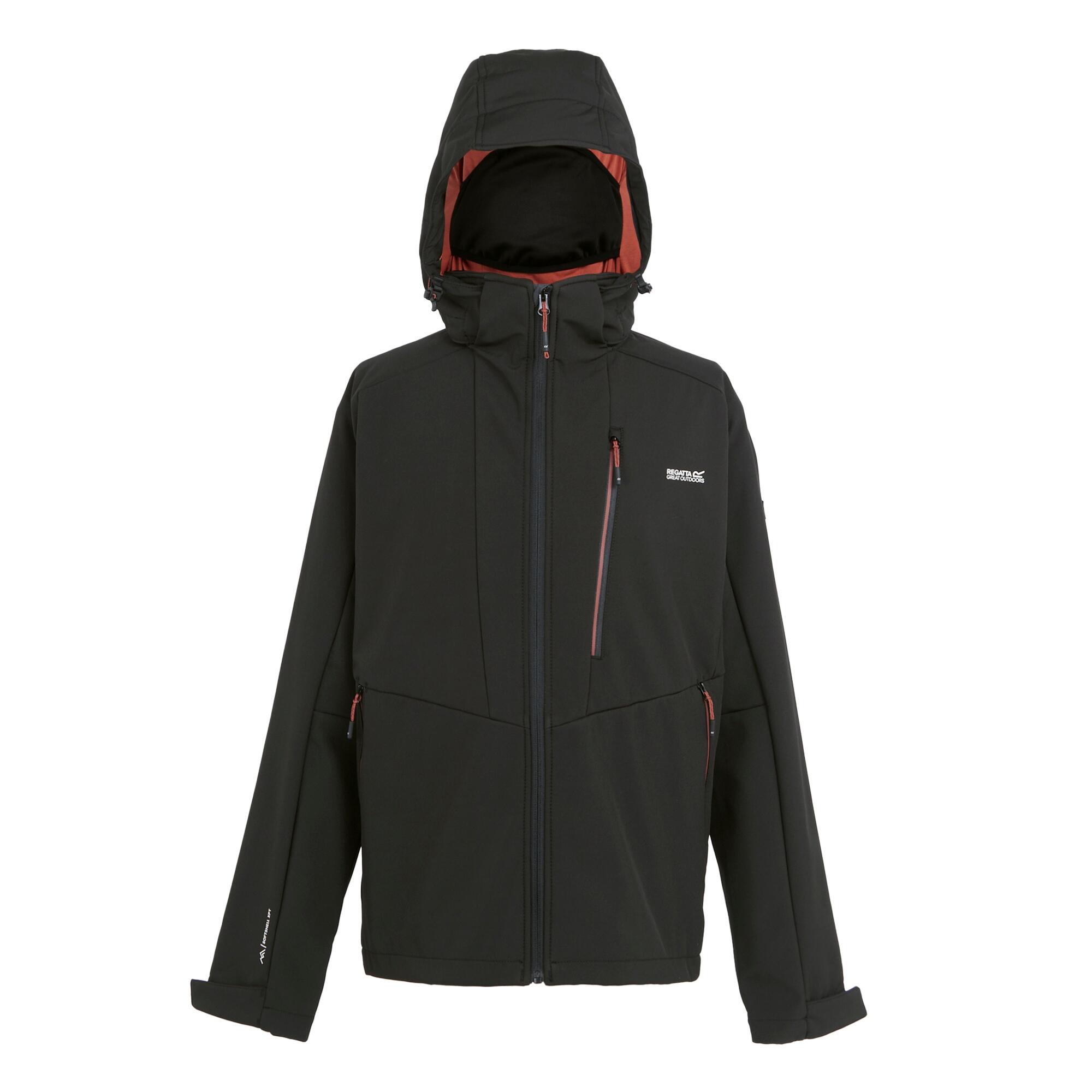 REGATTA Mens Hewitts X Colour Block Soft Shell Jacket (Black/Red Ochre)