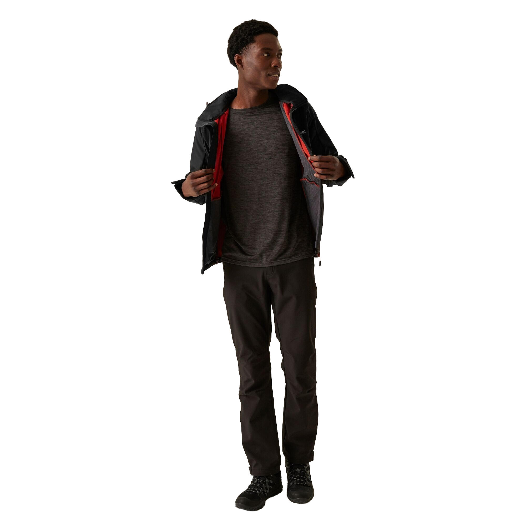 Giacca Soft Shell Blocchi Di Colore Uomo Regatta Hewitts X Nero Ocra Rossa 4/5