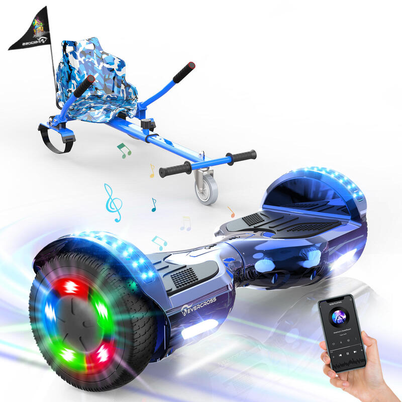 Hoverboards con Asiento 6,5" Música Bluetooth y Luces LED - XP10 Azul