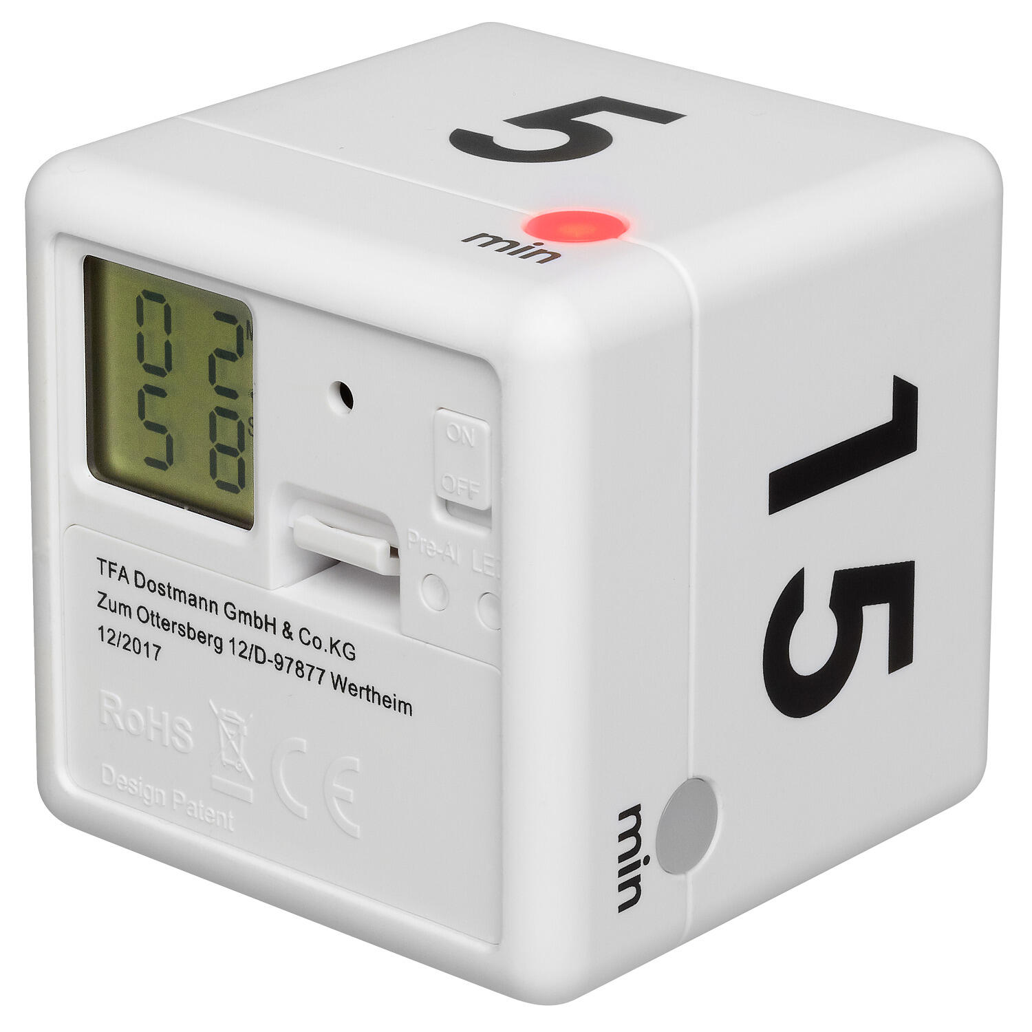 TFA Timer Cube, digital White Leichtathletik Unisex