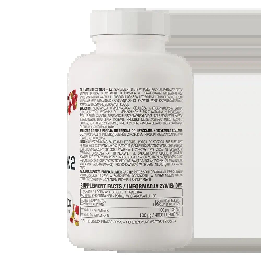 OstroVit Witamina D3 4000 IU + K2 100 tabletek 3/3
