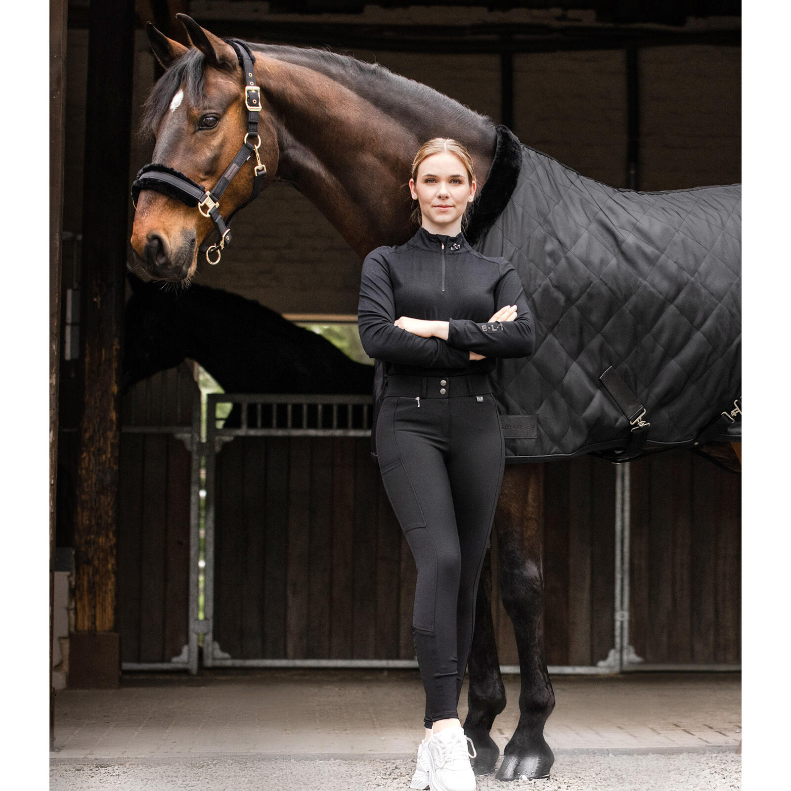 Pantalon équitation taille haute full grip femme ELT Micro Sport 2/3