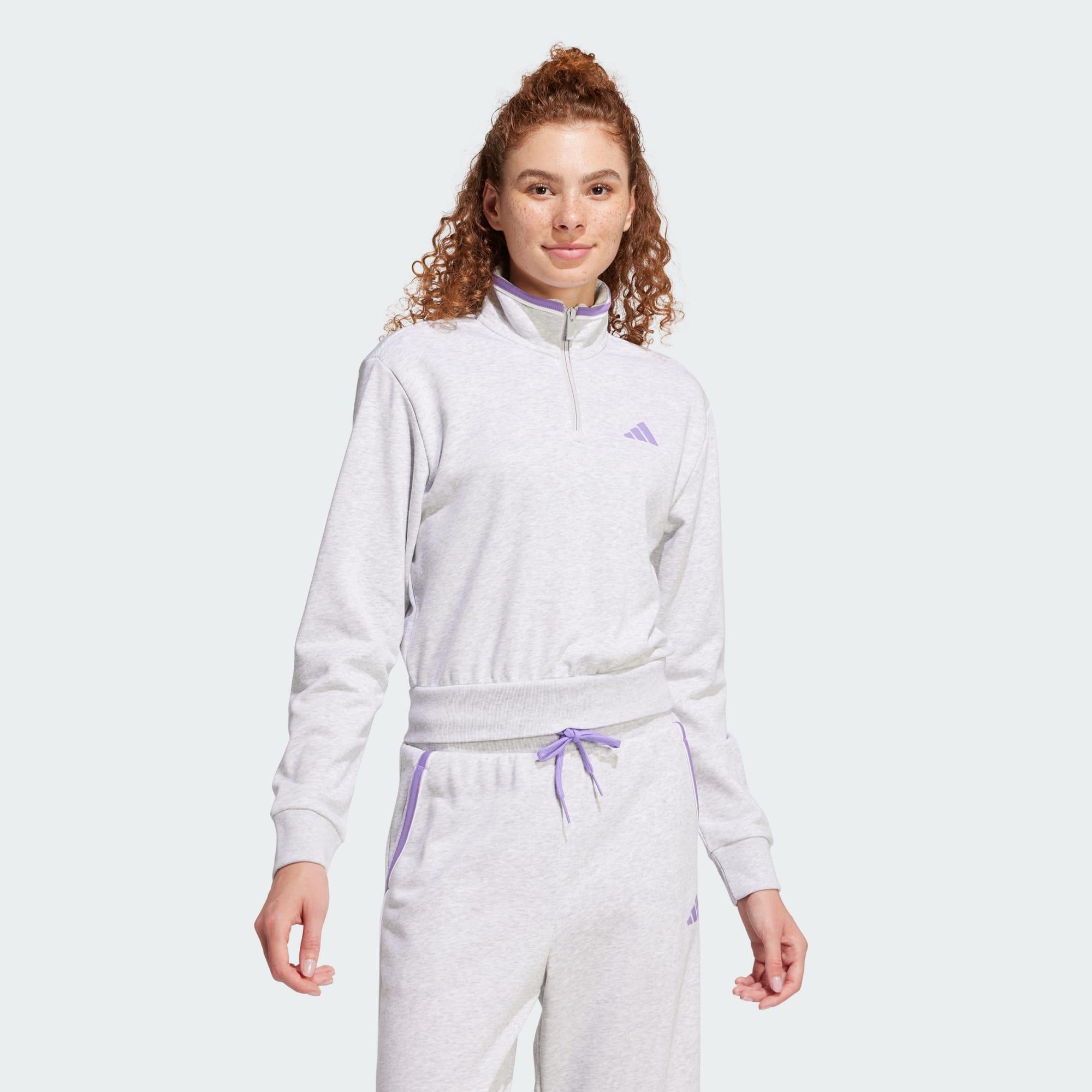Adidas - Veste De Survêtement Courte Molleton À Quart De Zip Essentials Color Pop - Tenue De Football - Gris - 40 M - Decathlon