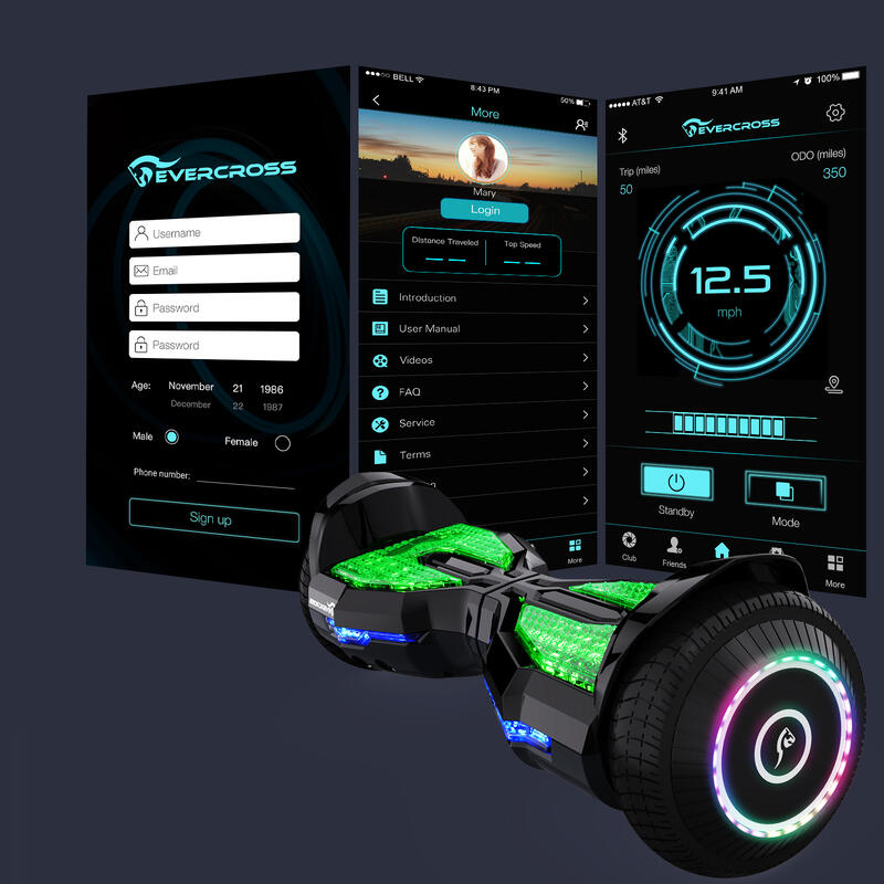 Hoverboards 6,5 Inch met Zitting, Bluetooth App, 3 Lichten, met Kart - EV2