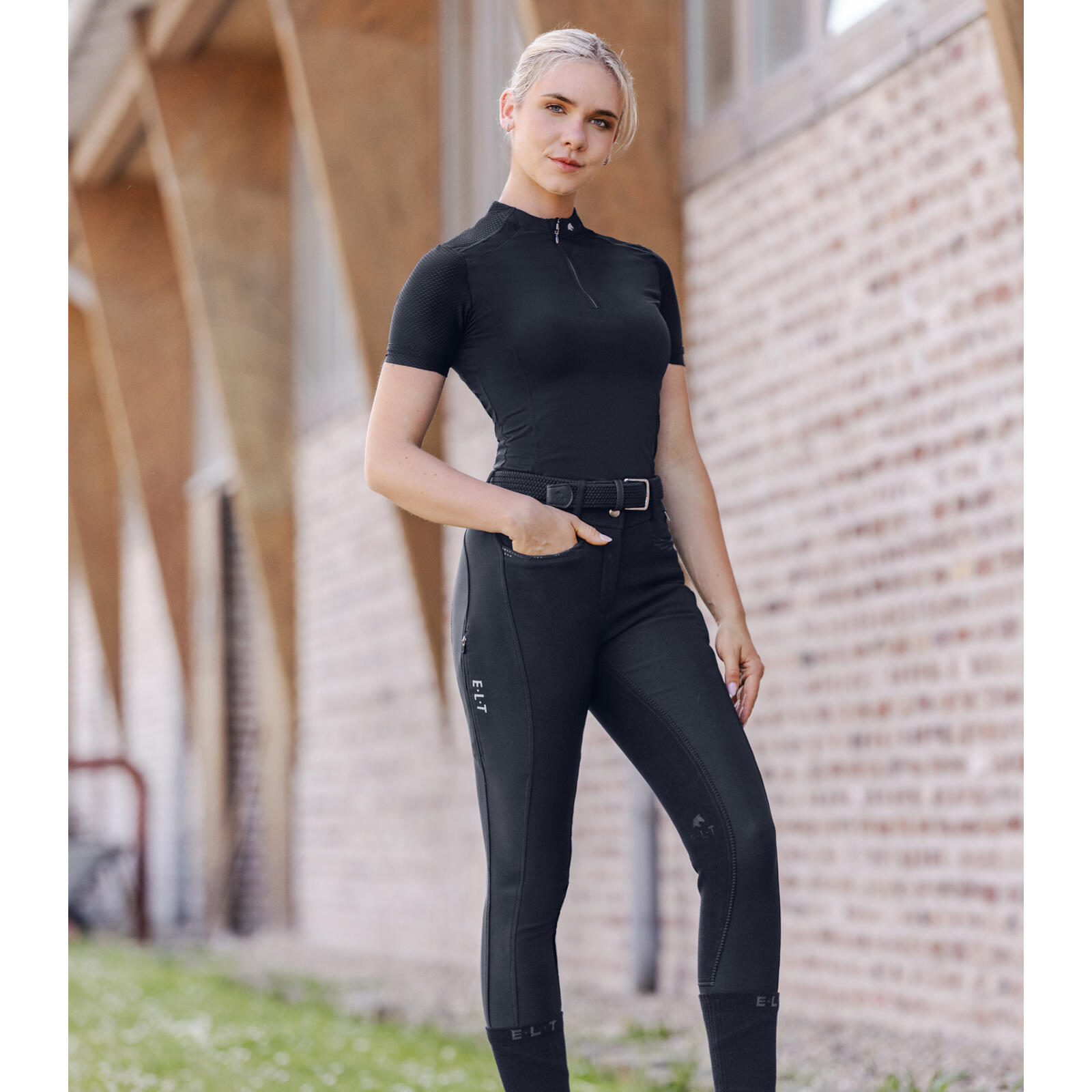 Pantalon équitation full grip taille haute femme ELT Oktavia Curved 2/3