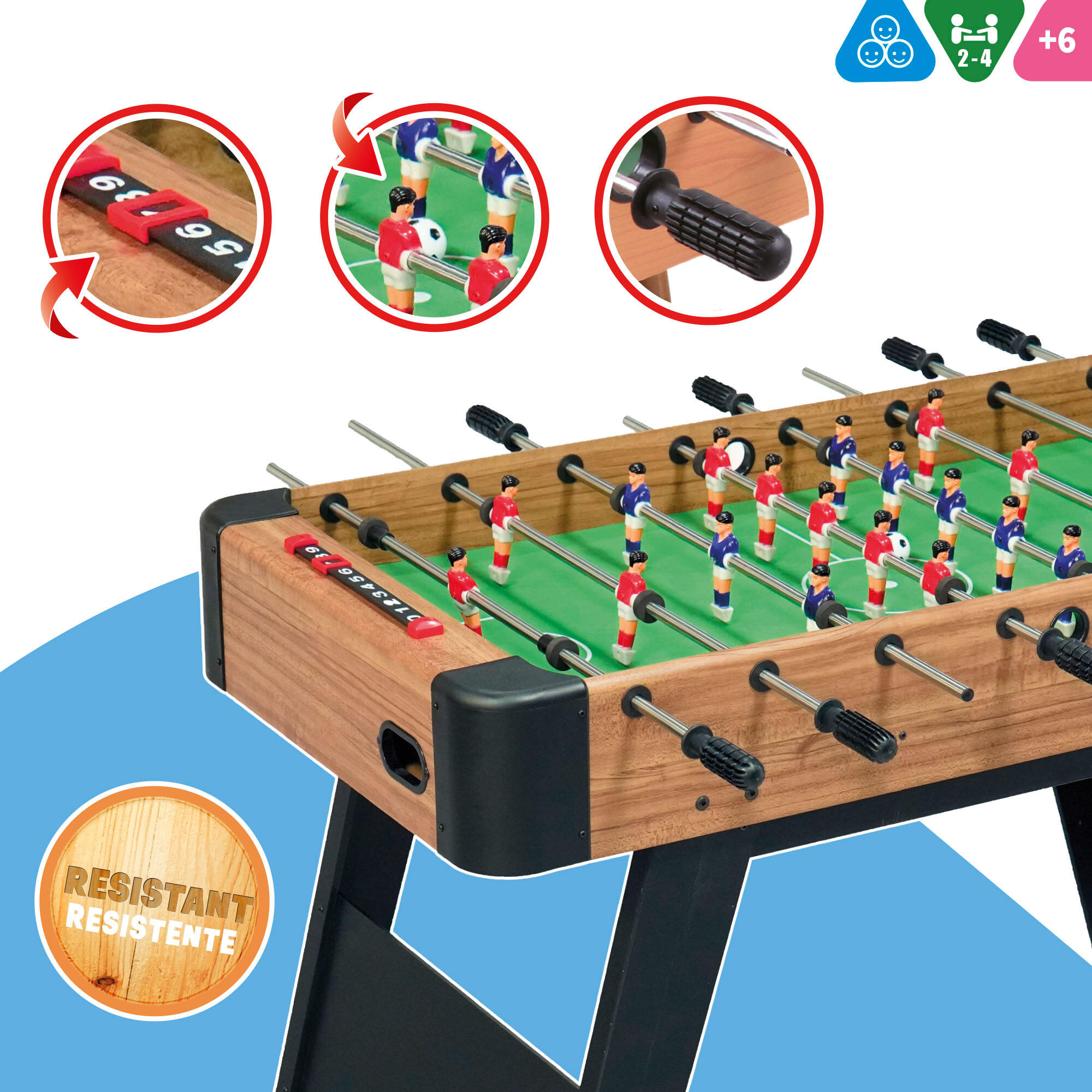 Baby-foot en bois avec pieds 121x61x81 cm CB Games 2/6