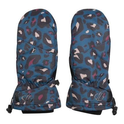 Damen Tierprint Skihandschuhe "Dignity II" Wasserfest Mädchen Dunkel-Jeansblau