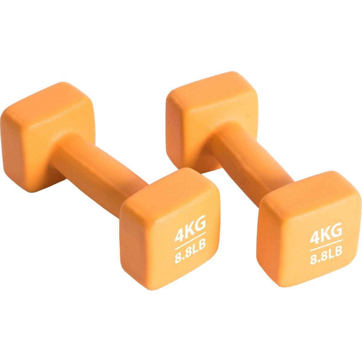 Pure2Improve Juego de mancuernas de neopreno naranja 2x4 kg 4/7