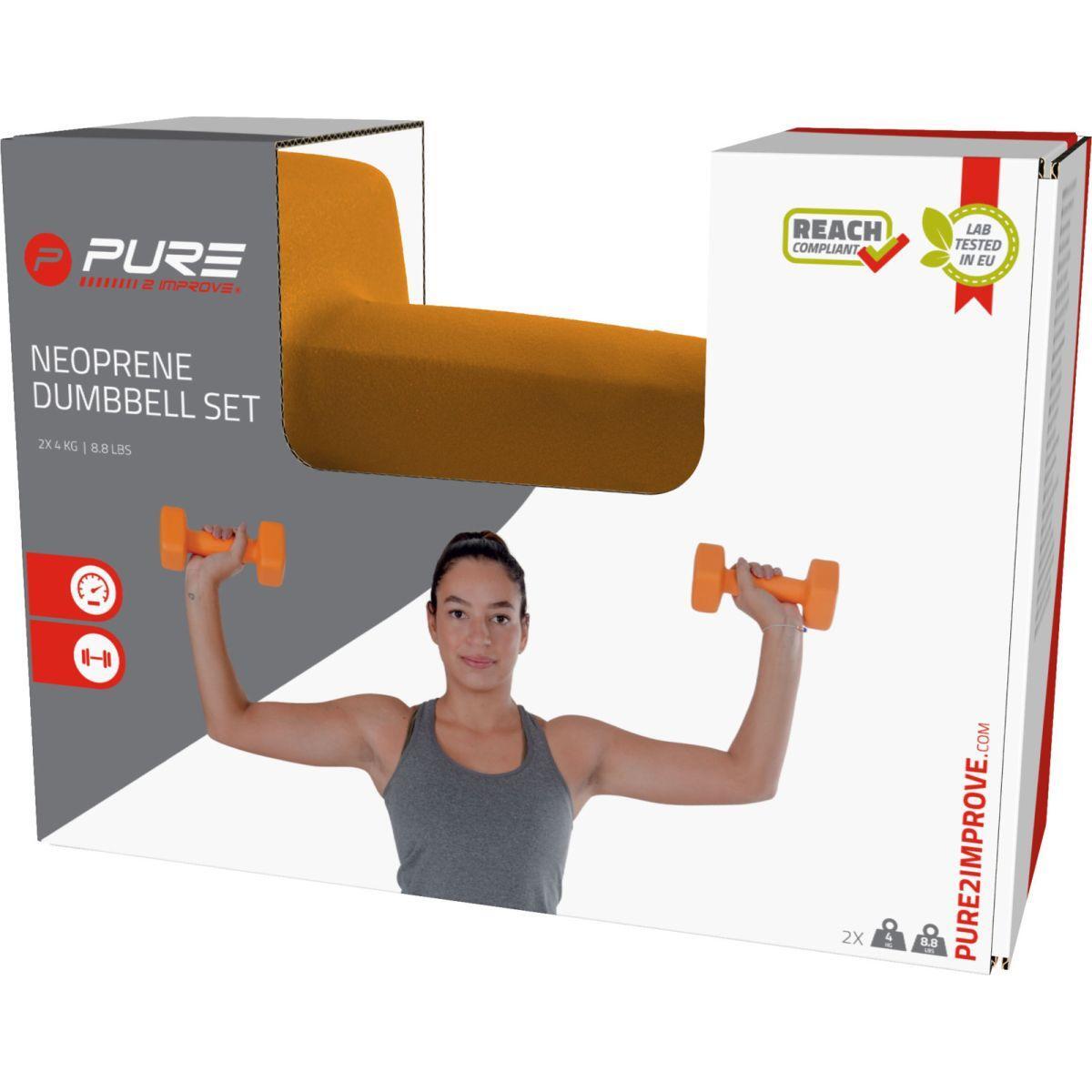 Coppia di manubri Pure2Improve neoprene 2x 4Kg 5/7