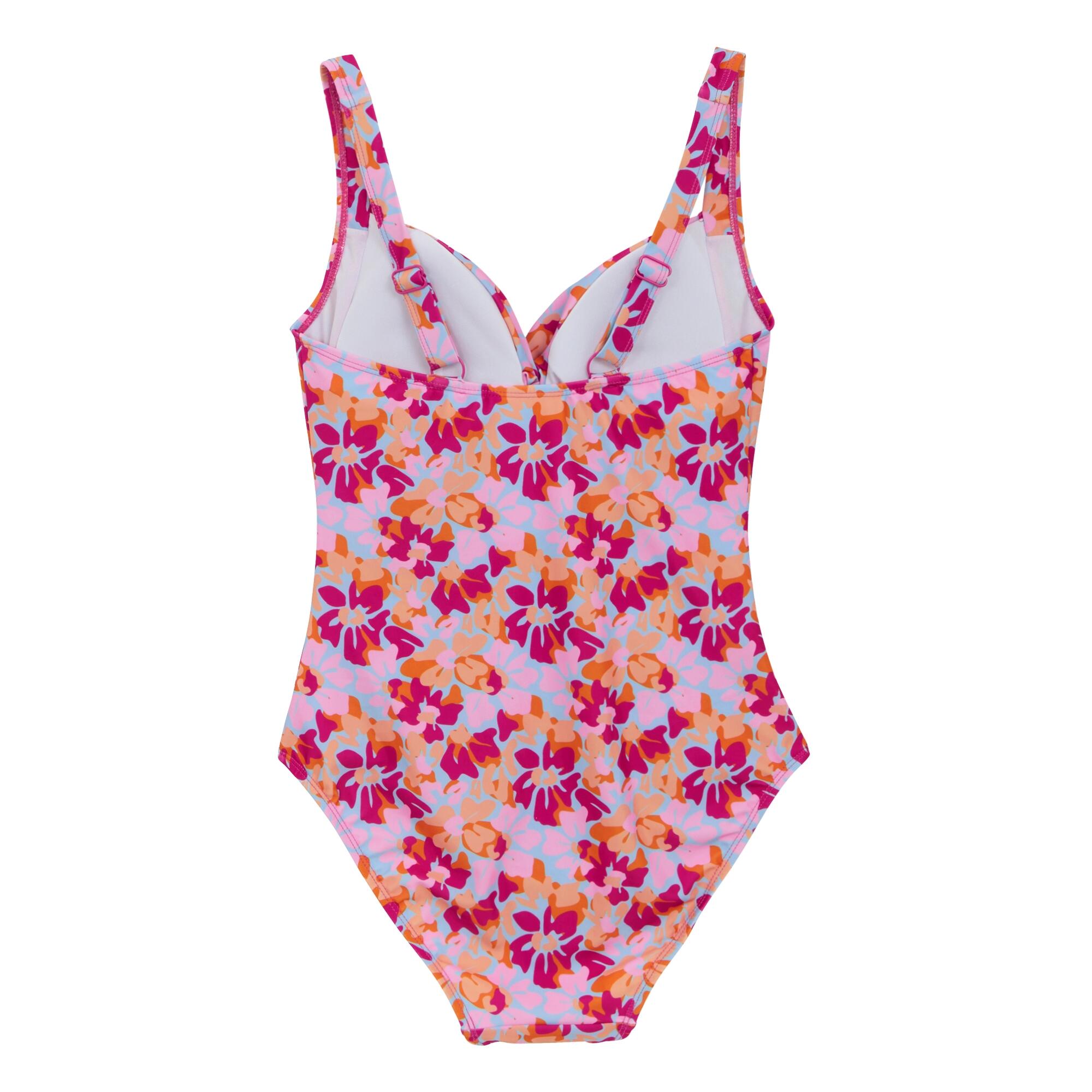 Womens/Ladies Sakari Summer Floral Tummy Control One Piece Swimsuit (Pink) 2/4