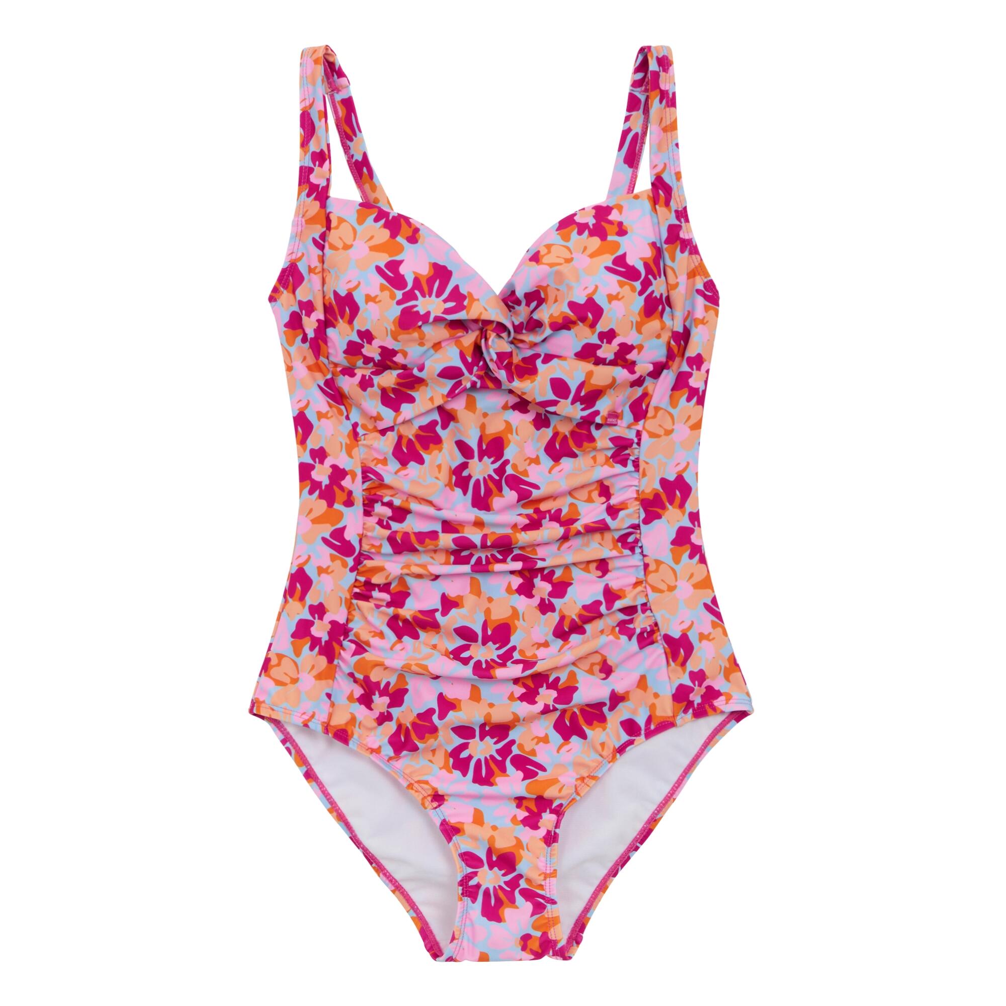 Womens/Ladies Sakari Summer Floral Tummy Control One Piece Swimsuit (Pink) 1/4