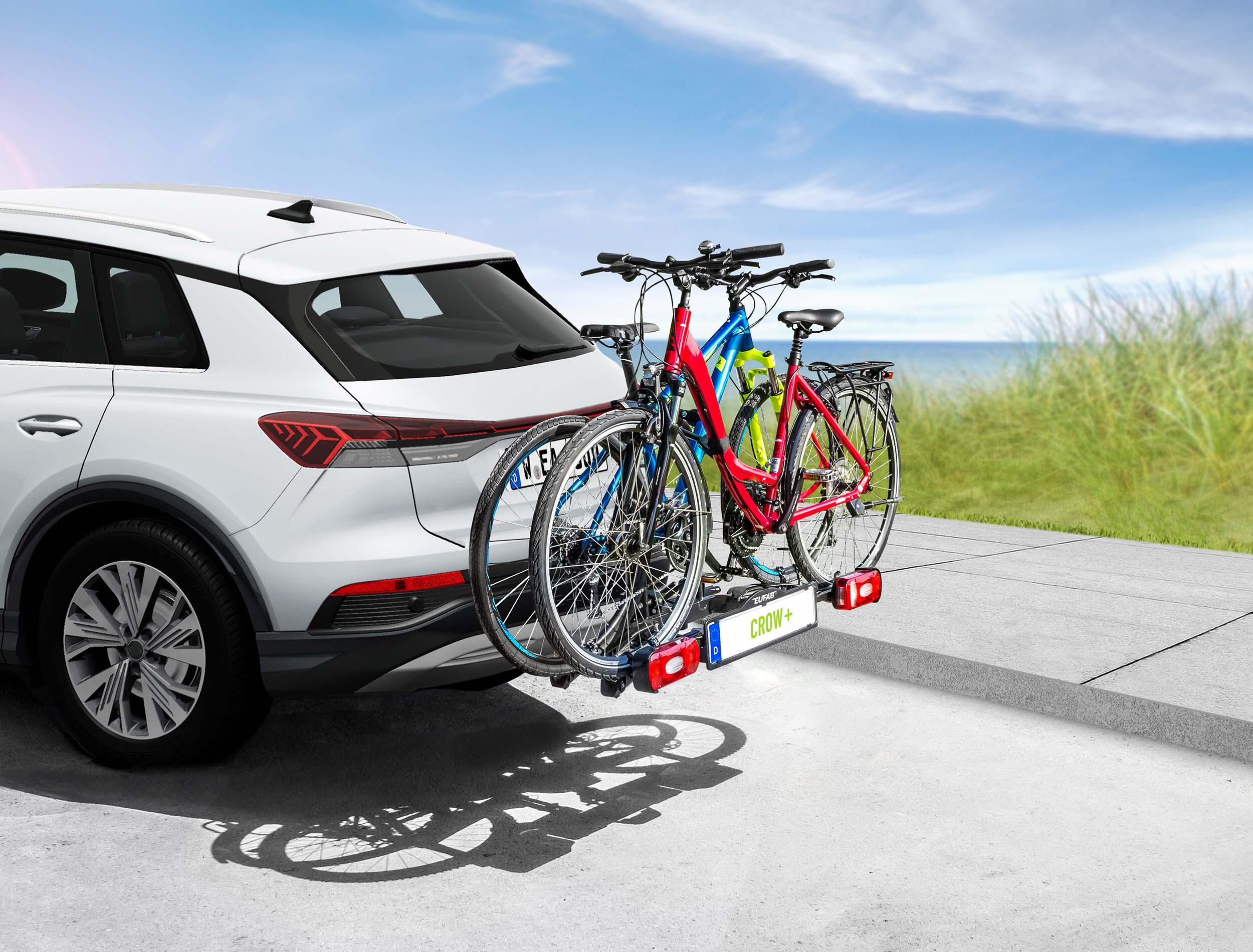PORTE-VÉLOS 2 VÉLOS BASCULANT SUR ATTELAGE CROW PLUS - EUFAB 3/8
