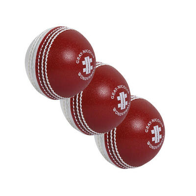 3er-Set Gray-Nicolls Cricketbälle Wonderball Rot und Weiß