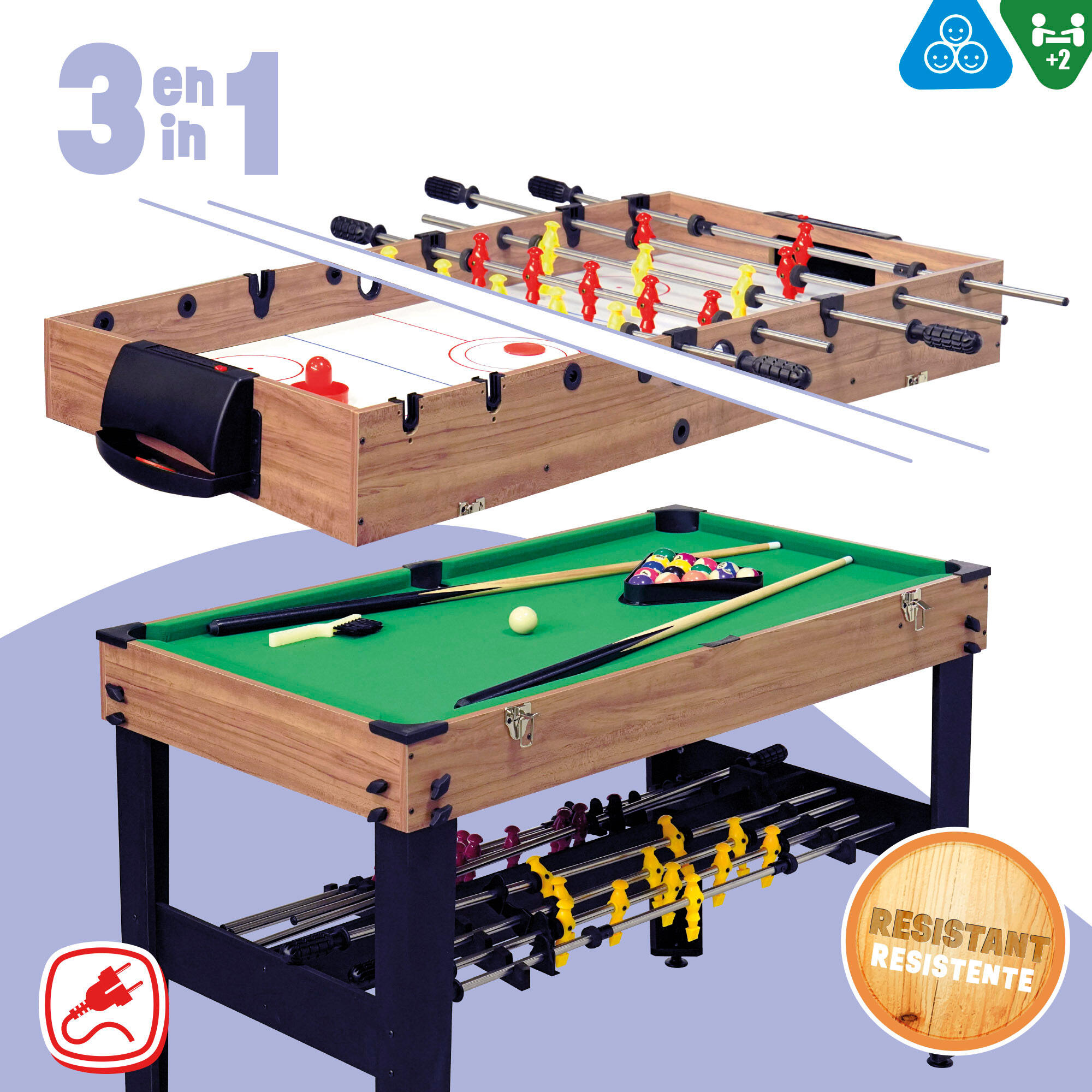 Table multijeux 3 en 1 table de football/billard/hockey 81x42x60 cm CB Games 2/6