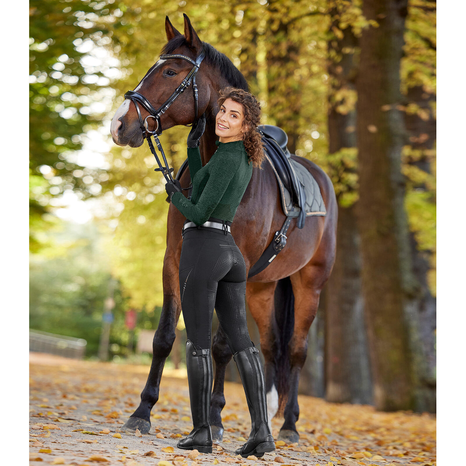 Thermohosen fürs Reiten mit Vollgrip für Frauen ELT Mina 3/4