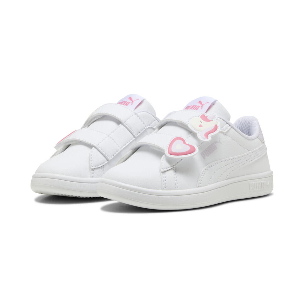 Dziecięce sneakersy PUMA Smash 3.0 Badges PUMA White Passionfruit Pink