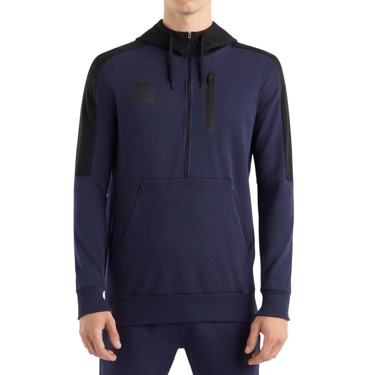 Mens Terrace Half Zip Hoodie Peacoat Black UMBRO Decathlon