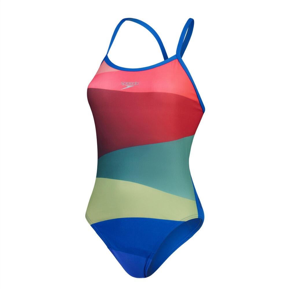 SPEEDO Womens/Ladies Placement One Piece Swimsuit (Red/Green)