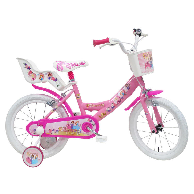 Flowers 16 inch kinderfiets roze