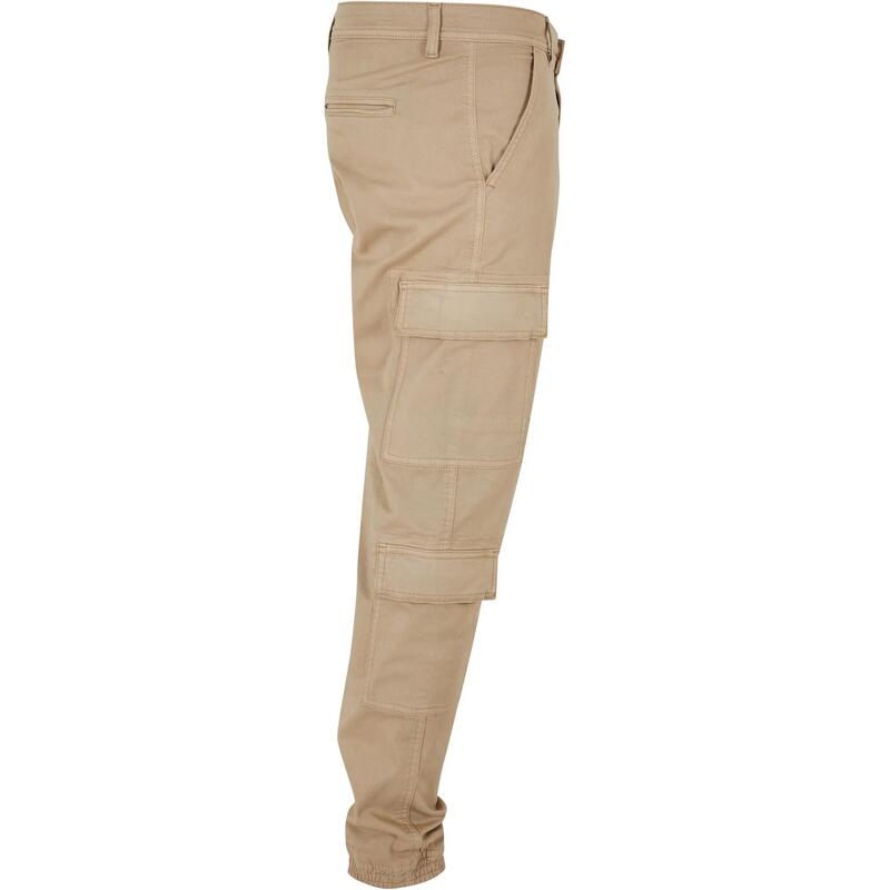 Heren Twill Cargo Joggingbroek met dubbele zakken (Warm Zand)