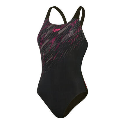 Hyperboom Placement" Badeanzug für Damen Schwarz/Pink