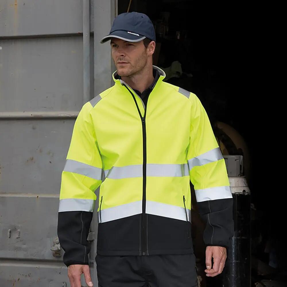 Safeguard Mens Printable Safety Softshell Jacket (Fluorescent Yellow/Black)