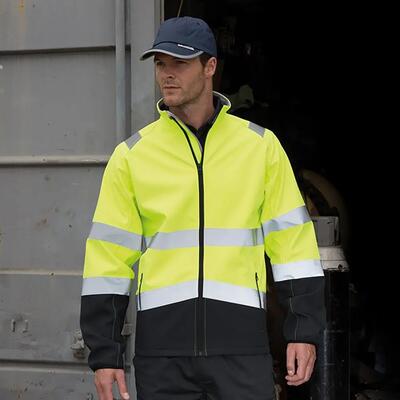 Safeguard Giacca Softshell Alta Visibilità Uomo Result Giallo Fluo/Nero