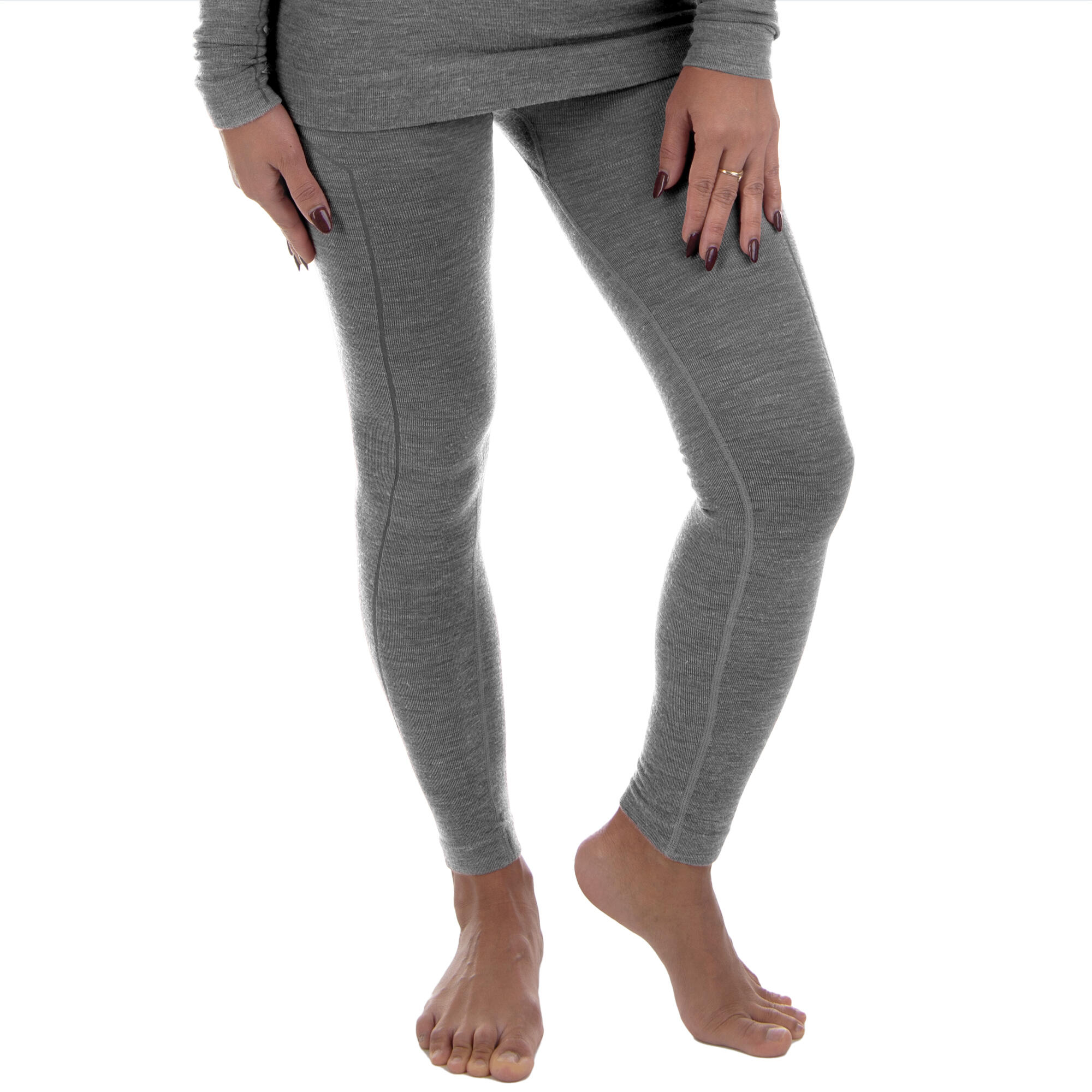 BLACK SNAKE Thermounterwäsche Damen mit Merino-Wolle | lange Unterhose | Grau Melange