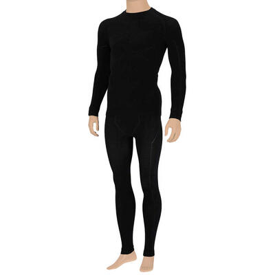 Thermounterwäsche Set Herren mit Merino-Wolle | Hemd + Hose | Schwarz Melange