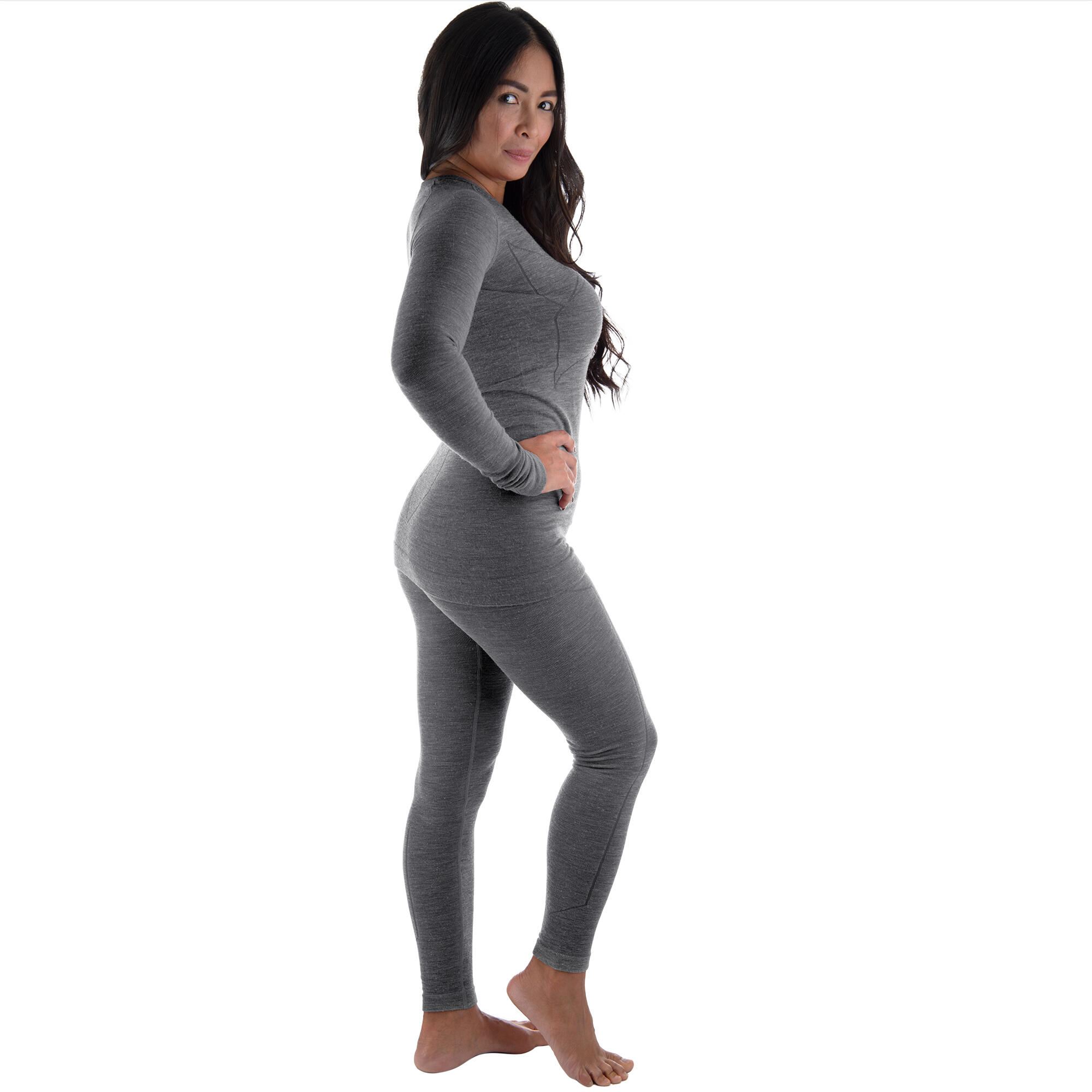 Damen Skiunterwäsche Set Funktionsshirt Leggings Merinowolle seamless warm 5/7