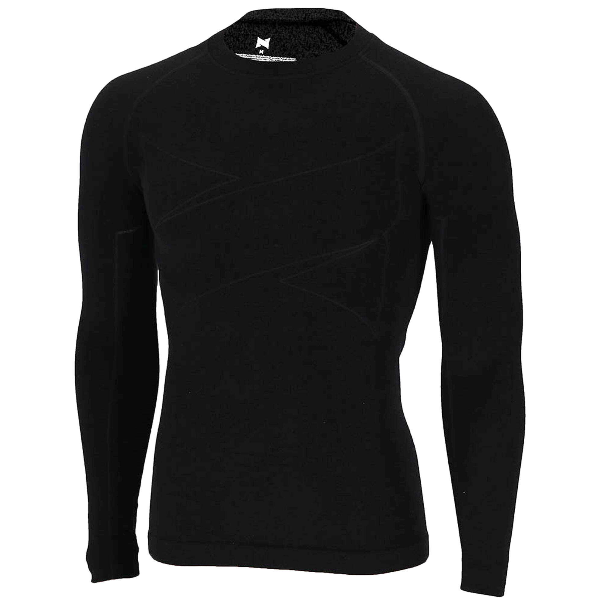 Roupa interior térmica de lã merino para homem | Camisa| Preto melange