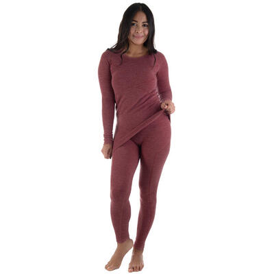 Thermounterwäsche Set Damen mit Merino-Wolle | Hemd + Hose | Rot Melange