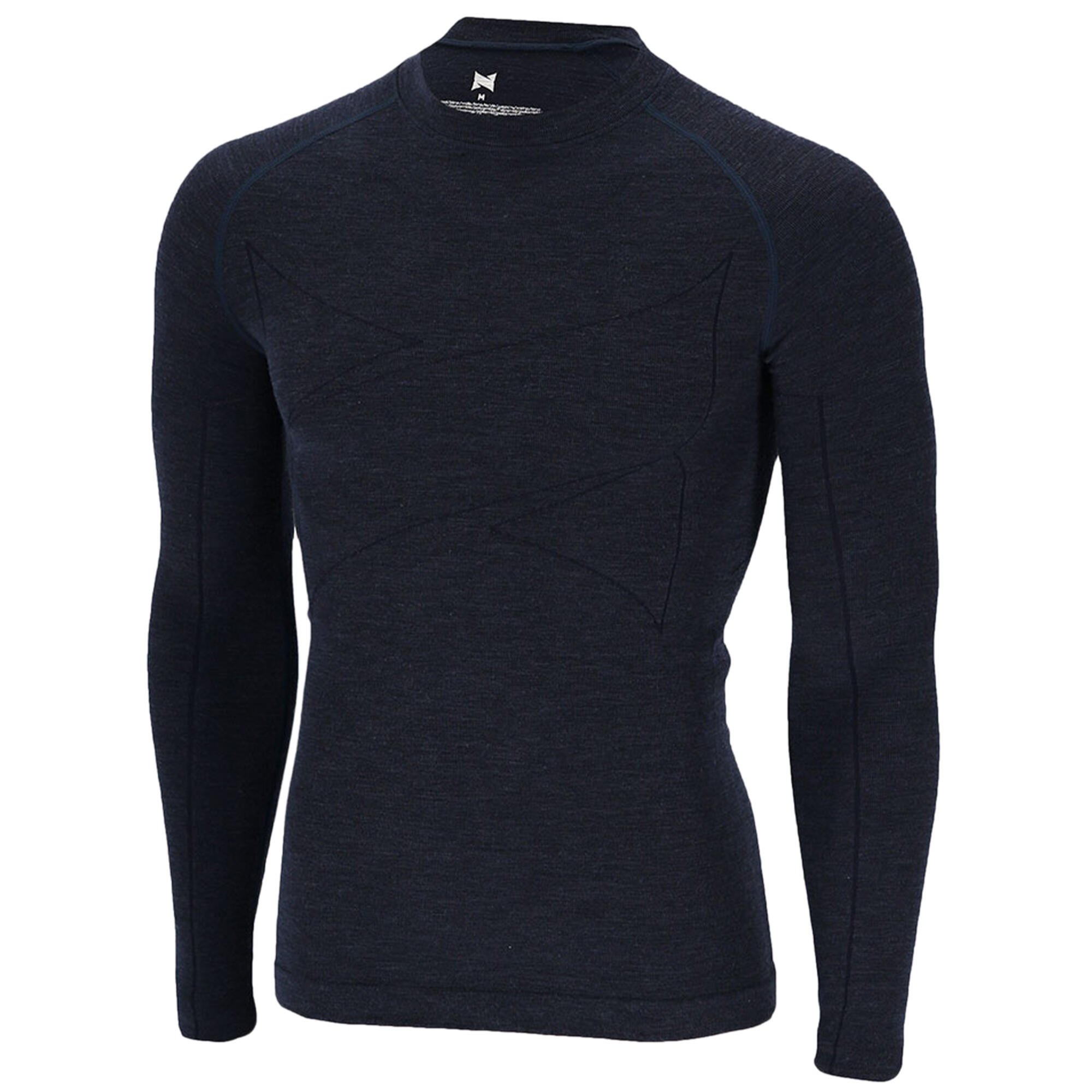 BLACK SNAKE Thermounterwäsche Herren mit Merino-Wolle | Langarm-Unterhemd | Navy Melange