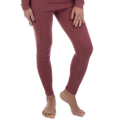 Thermounterwäsche Damen mit Merino-Wolle | lange Unterhose | Rot Melange