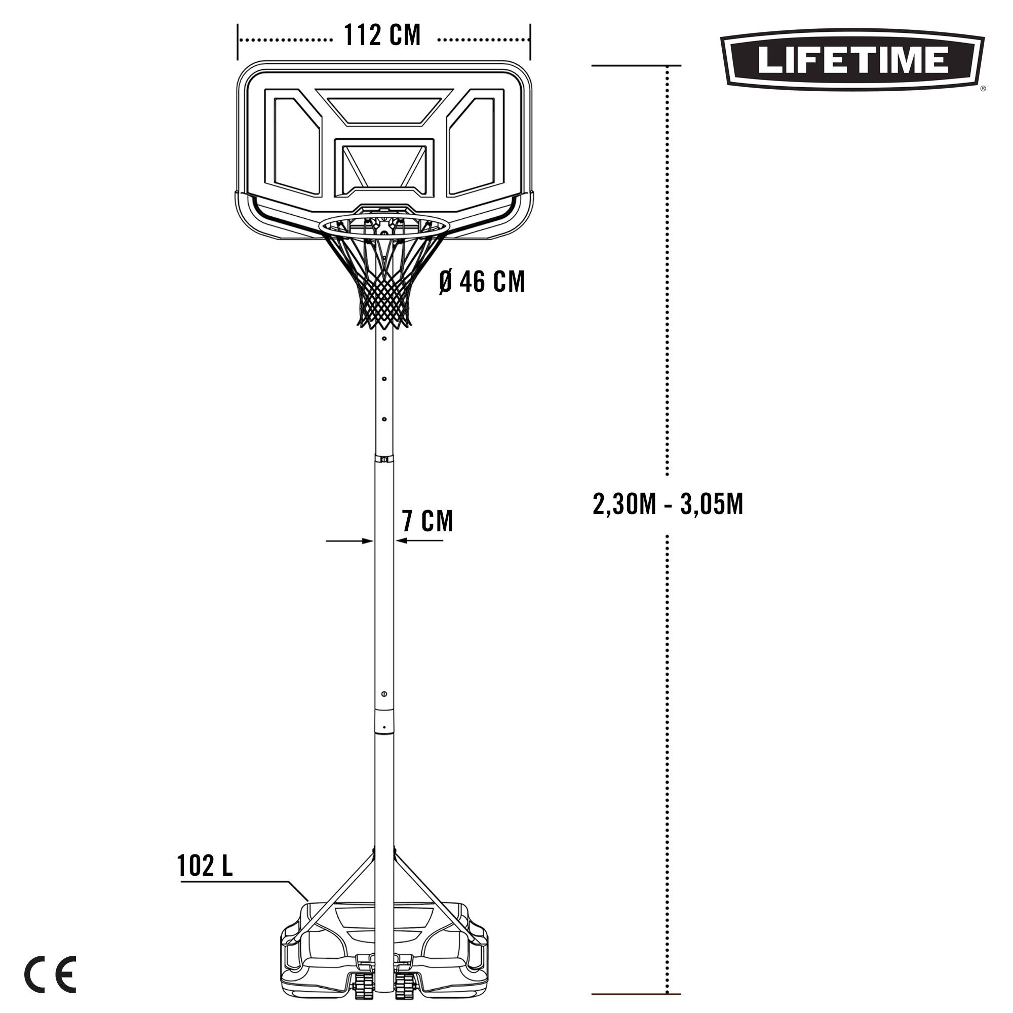 Canasta baloncesto ultrarresistente Lifetime altura regulable 230/305 cm UV100 6/6