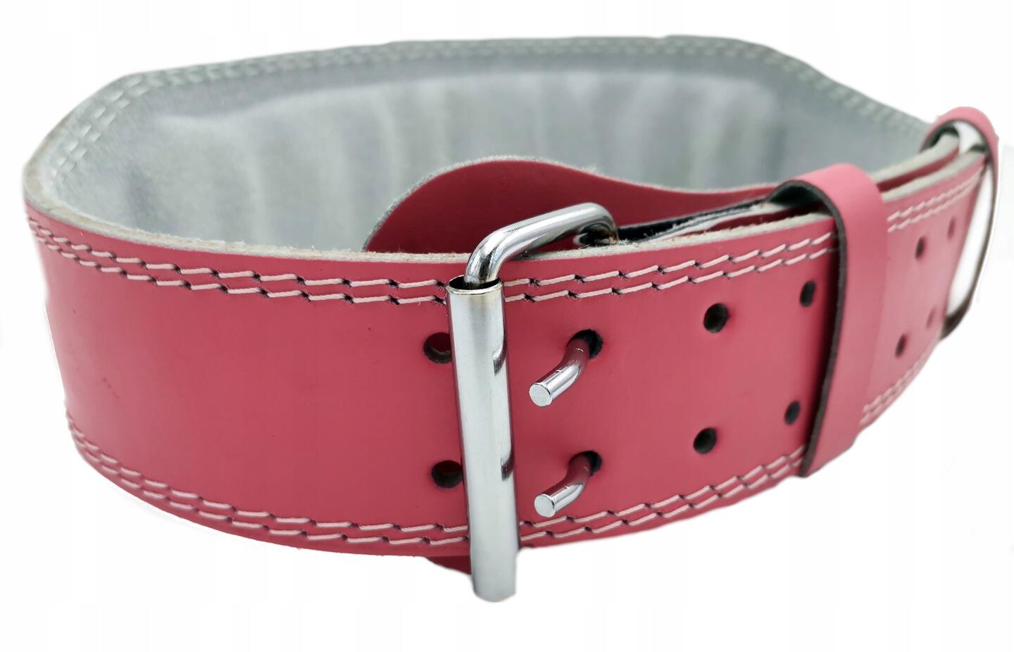 Pas kulturystyczny 10 cm skóra naturalna Pink 2/4