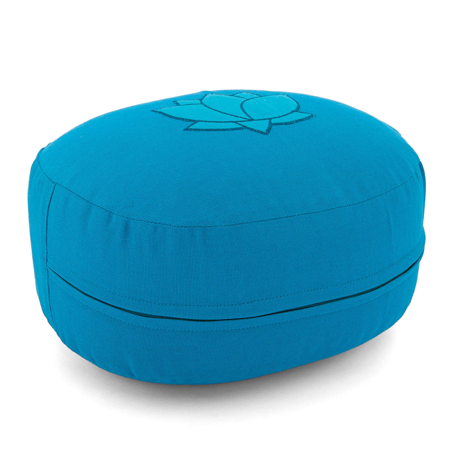 Meditationskissen OVAL, Dinkelfüllung, Türkis Stick Lotus Türkisblau 2/5