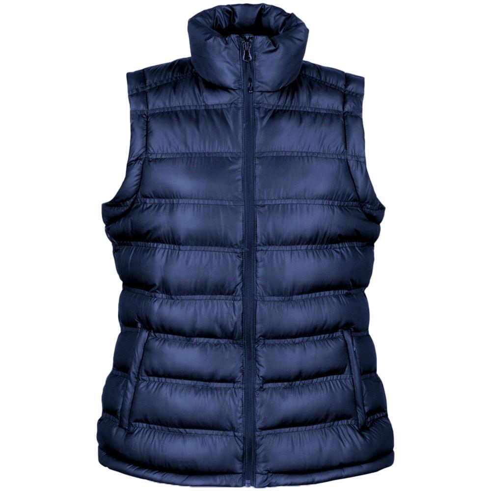 Aquecimento do corpo mulher / casaco gilet azul marinho