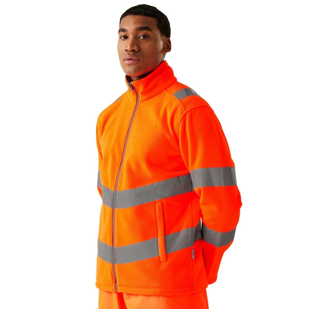 Unisex Adult HighVis Fleece Jacket (Orange)