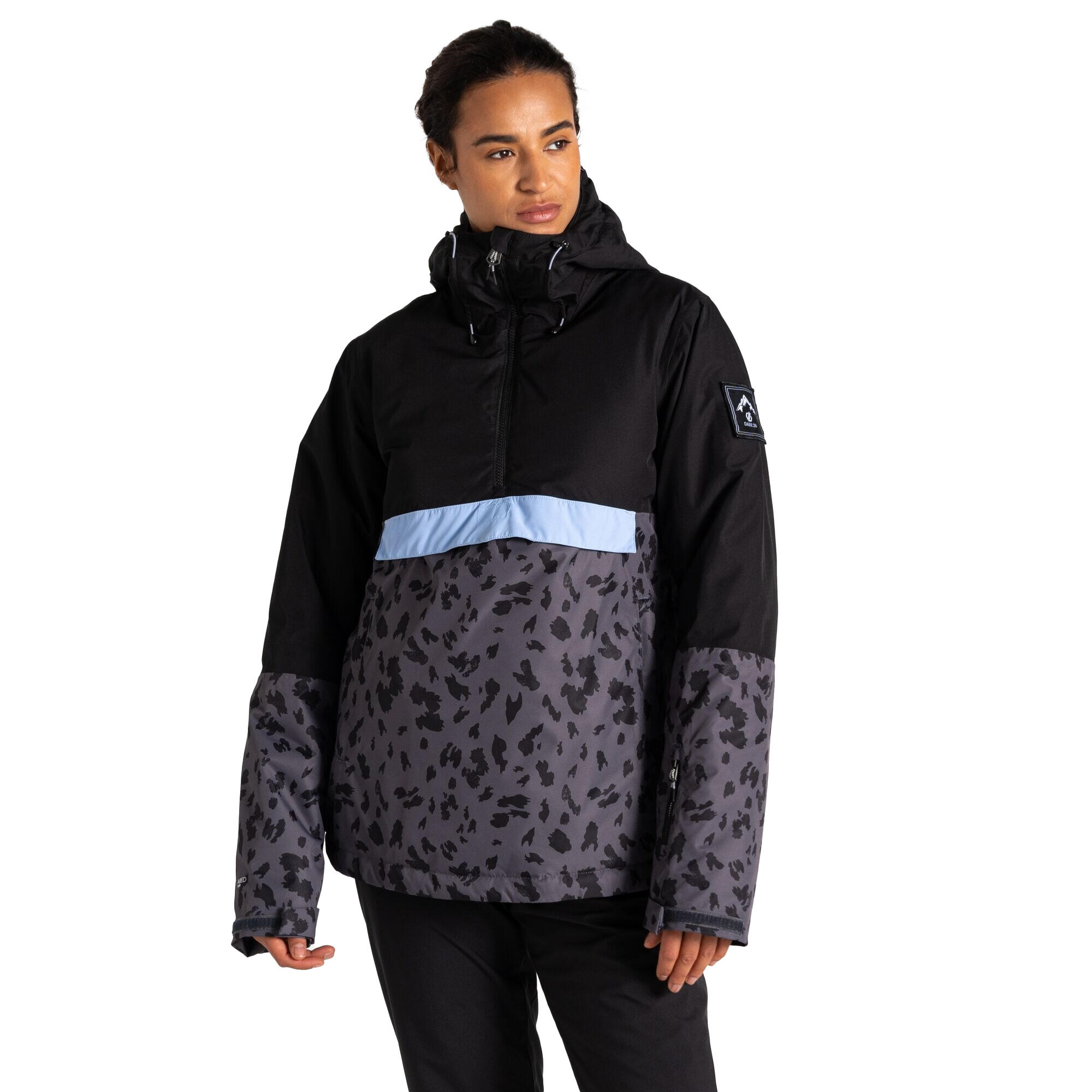 "Snowburst" Skijacke Über den Kopf für Damen Schwarz/Ebenholz-Grau 4/5