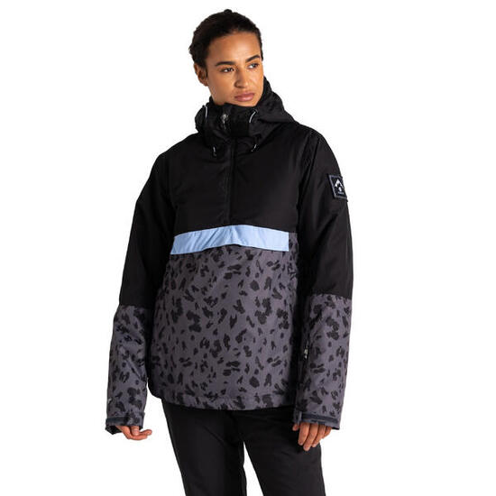 Snowburst" Skijacke Über den Kopf für Damen Schwarz/Ebenholz-Grau
