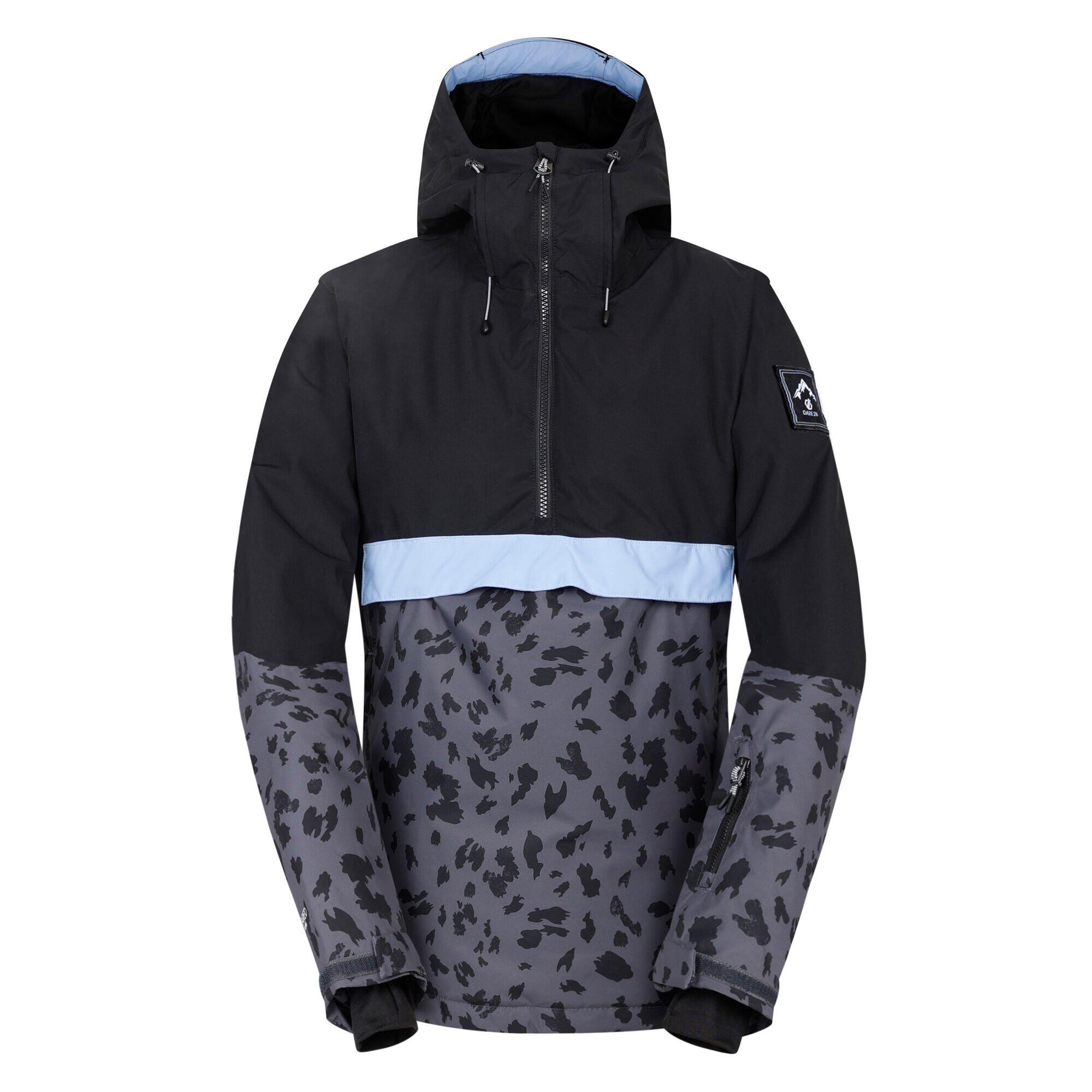 DARE 2B Womens/Ladies Snowburst Leopard Print Overhead Ski Jacket (Black/Ebony Grey)