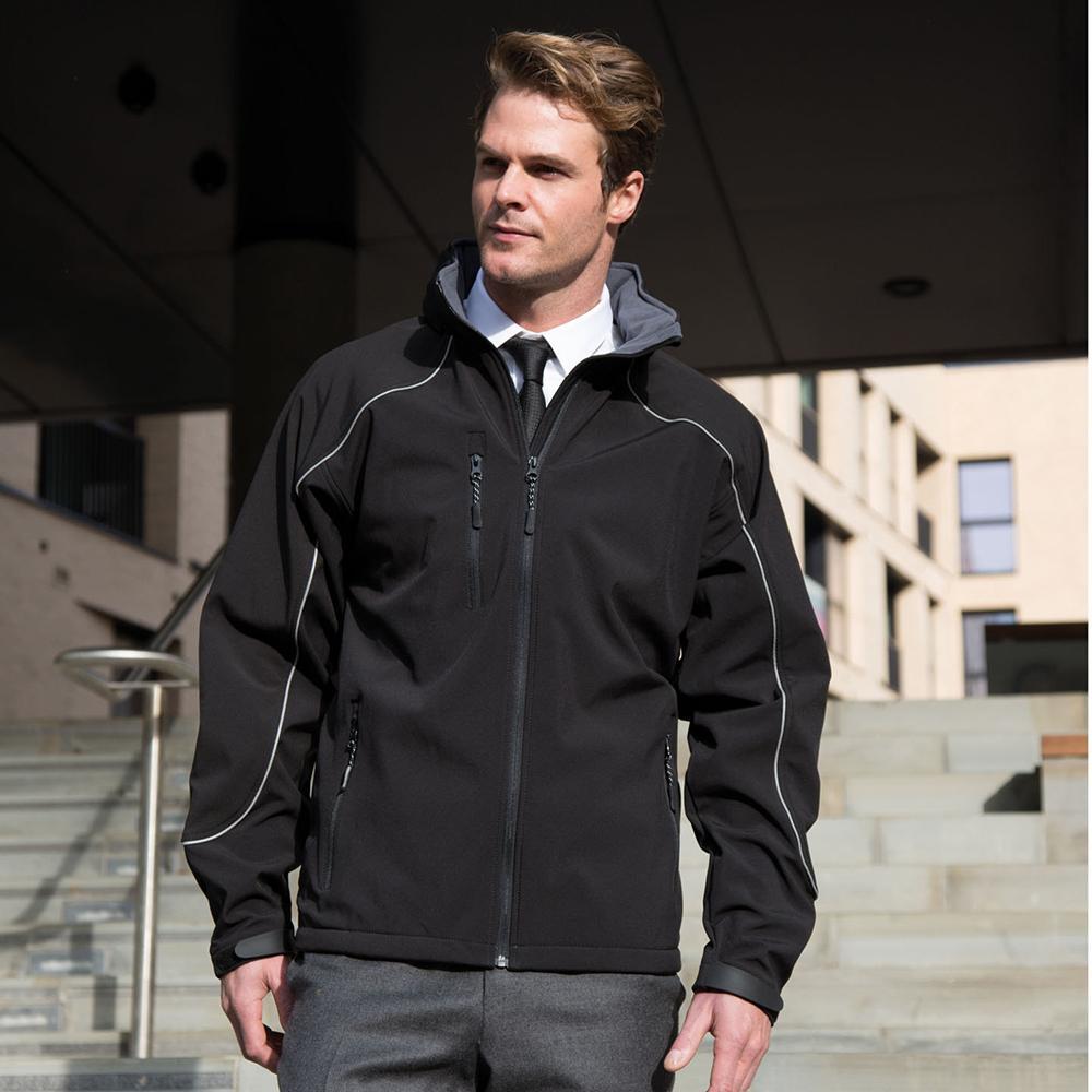Ice Giacca Softshell Impermeabile Con Cappuccio Uomo Result Nero 3/4