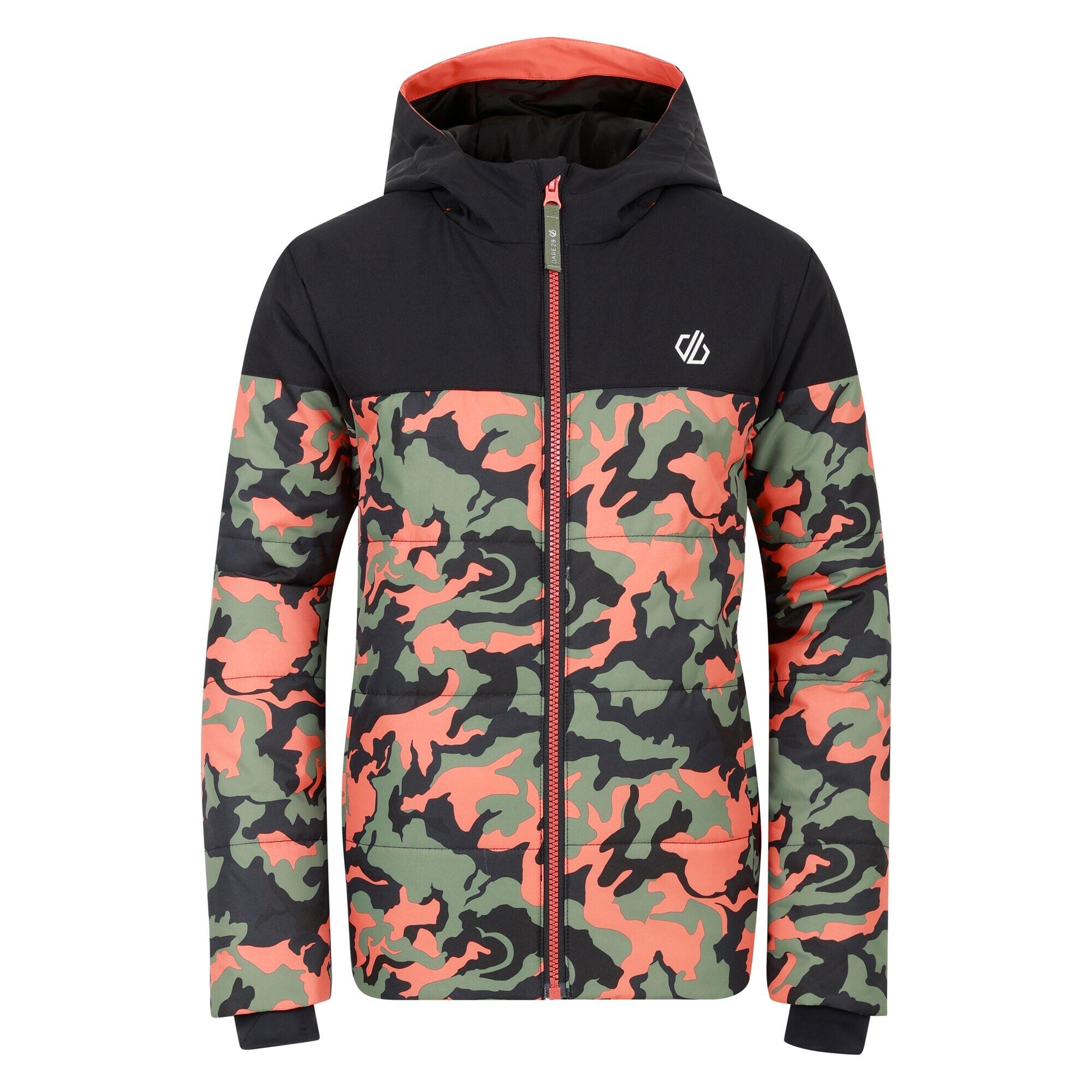 REGATTA Childrens/Kids Liftie Camo Ski Jacket (Black/Orange Rust)