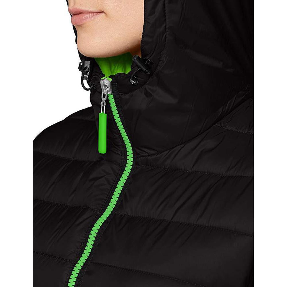 Casaco com capuz para mulheres/ladias urbanas (Preto / Verde Lima) 4/7