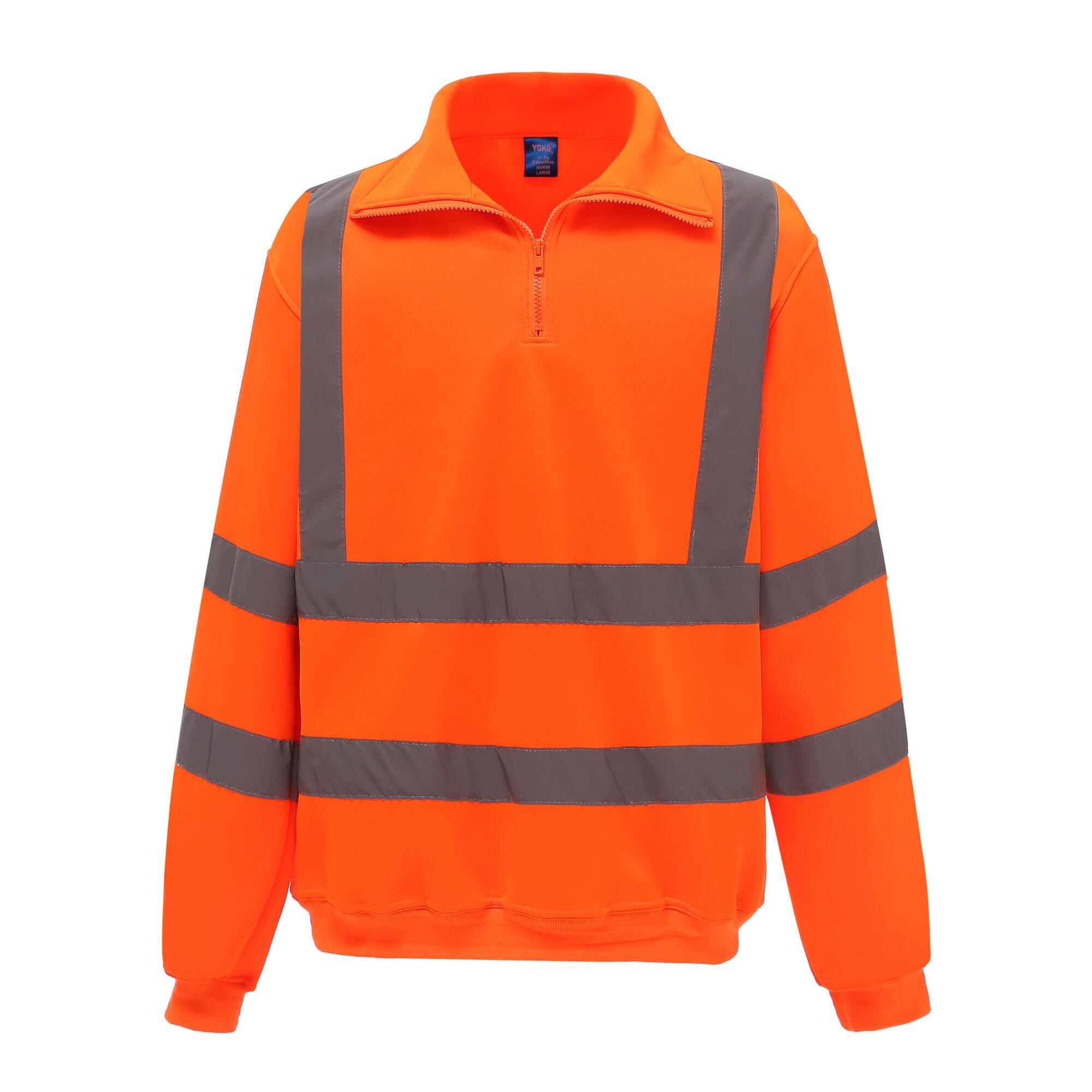 Sweat-shirt hivis com um quarto de fecho para homem laranja