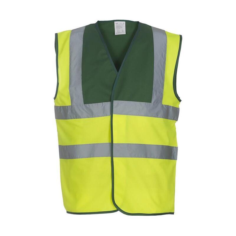 Chaleco Reflectante Class 1 Dos Tonos para Adultos Unisex Amarillo Hi Vis, Verde