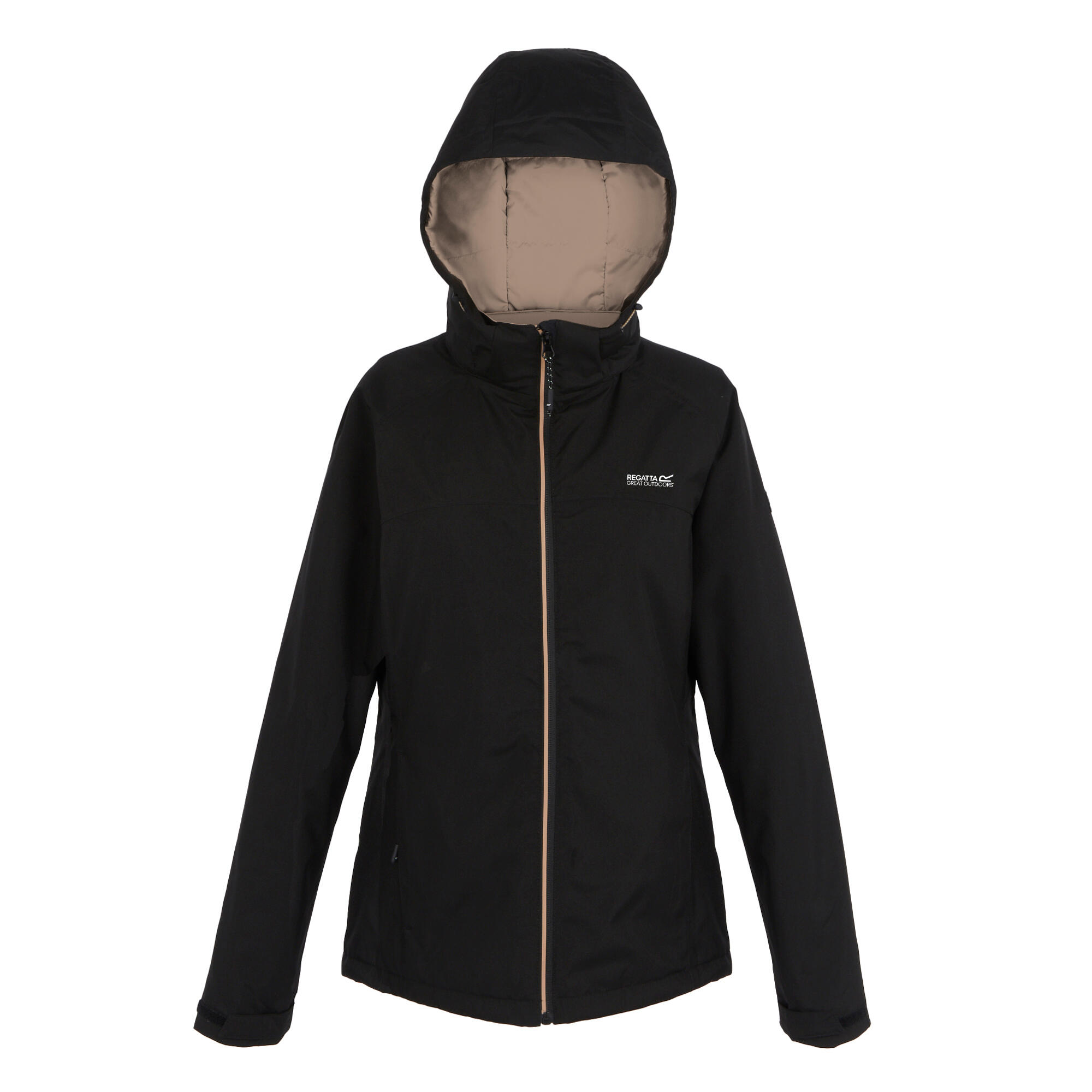 REGATTA Dames Frelton Waterdichte Jas (Zwart/Warme taupe)