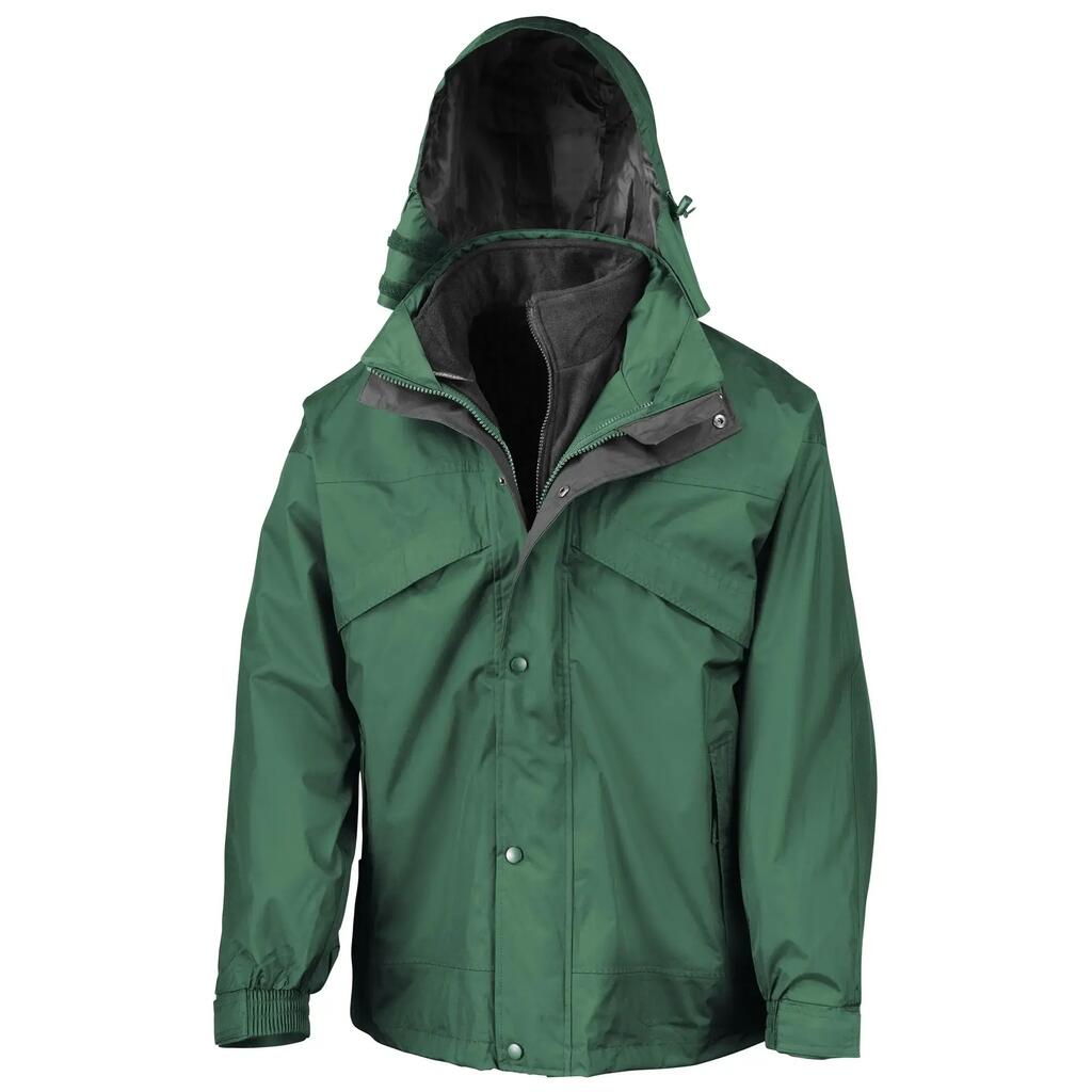 Mens 3 In 1 Zip And Clip StormDri Waterproof Windproof Jacket (Bottle Green)